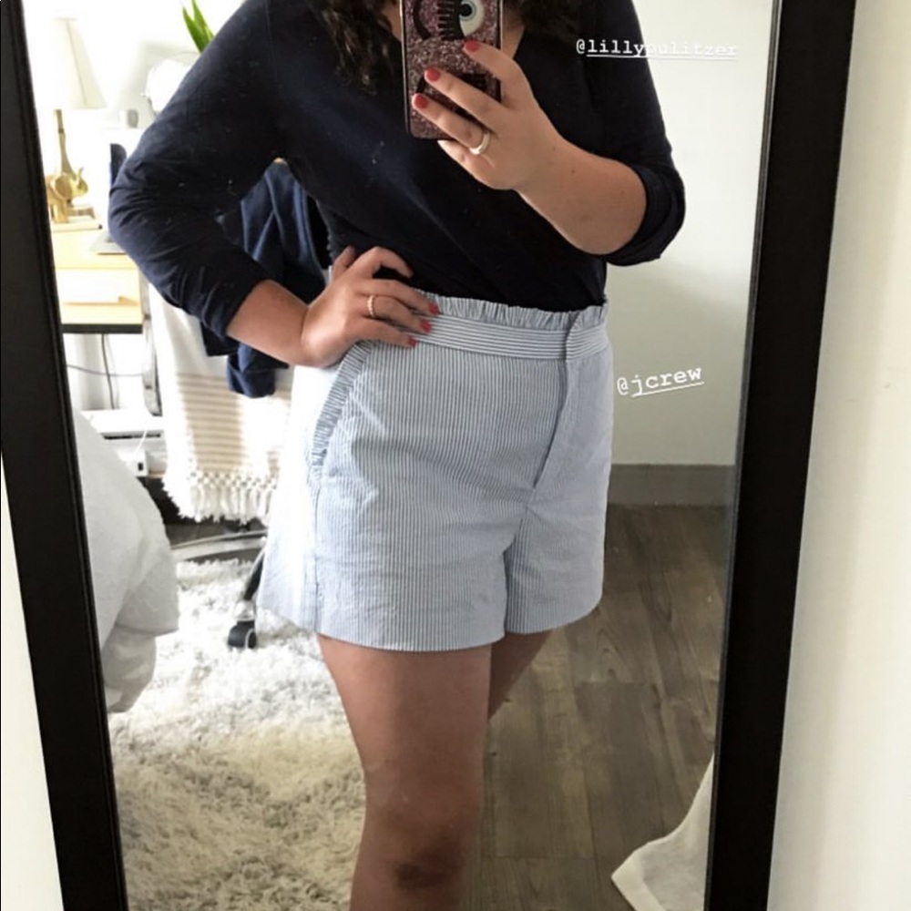 Jcrew High waisted seersucker shorts